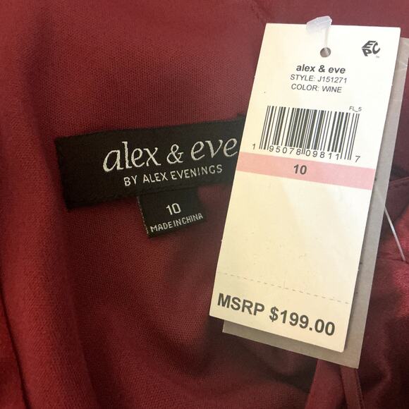 Alex Evenings Wine Red Satin Evening Gown Size 10 A-Line Halter Formal Dress - Picture 9 of 13